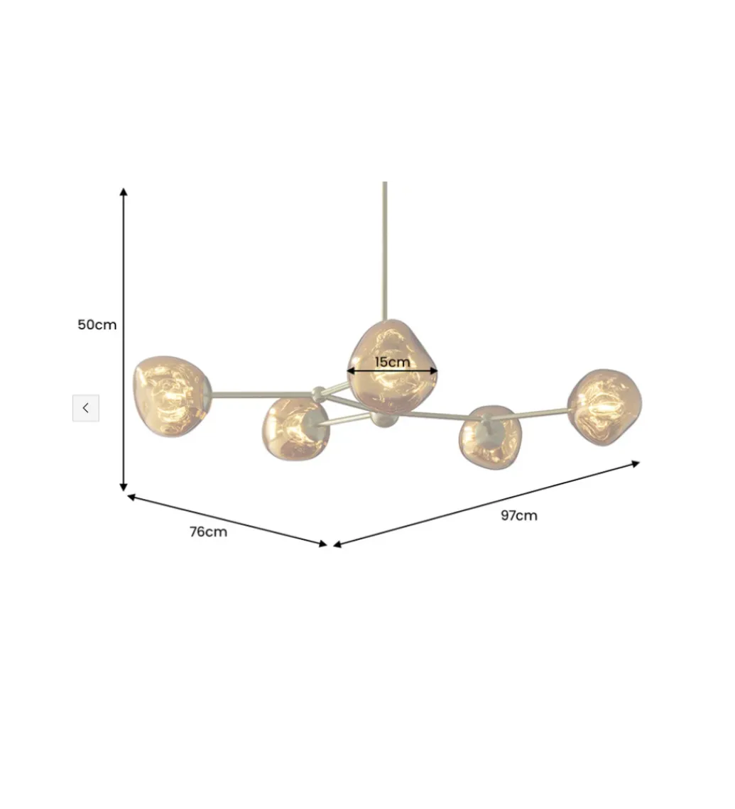 Lampa wisząca LIQUID DIAMOND 5 kloszy szkło złoty*Invicta Interior Best