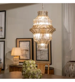 Lampa wisząca TEGOR 53 cm szare szkło*DENZO Sale