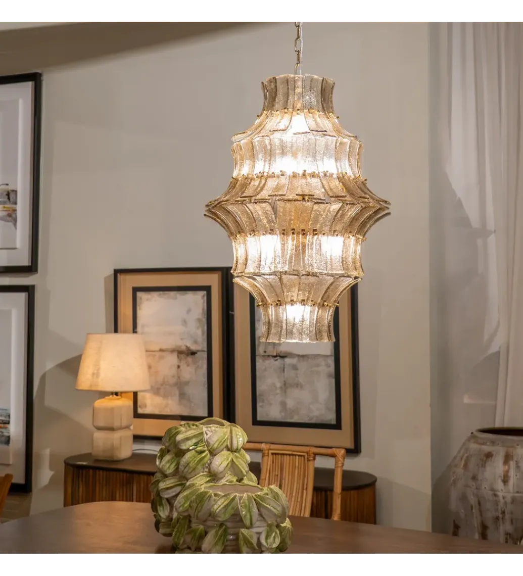 Lampa wisząca TEGOR 53 cm szare szkło*DENZO Sale