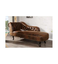 Leżanka BRIGIDA Chesterfield brązowy antyczny*Invicta Interior Online