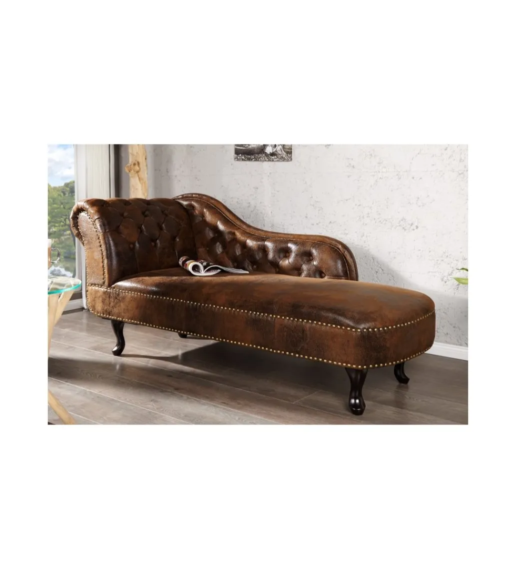 Leżanka BRIGIDA Chesterfield brązowy antyczny*Invicta Interior Online