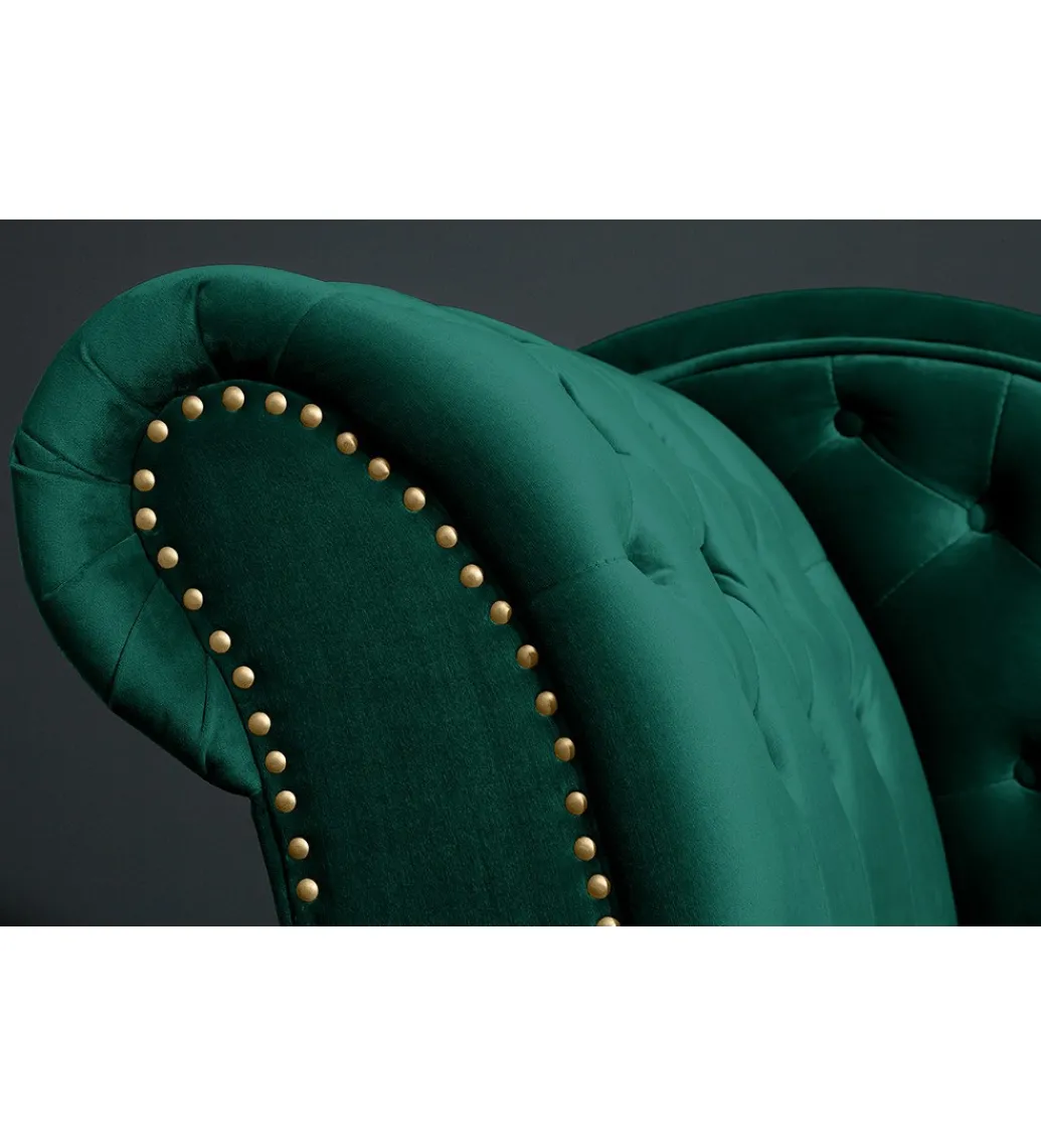 Leżanka BRIGIDA Chesterfield szmaragdowo zielony aksamit*Invicta Interior Online