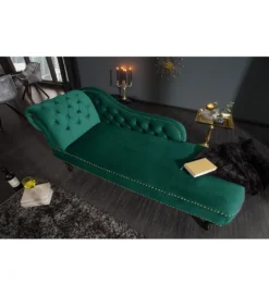 Leżanka BRIGIDA Chesterfield szmaragdowo zielony aksamit*Invicta Interior Online