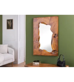 Lustro ścienne MOZAIKA 90 cm drewno tekowe*Invicta Interior