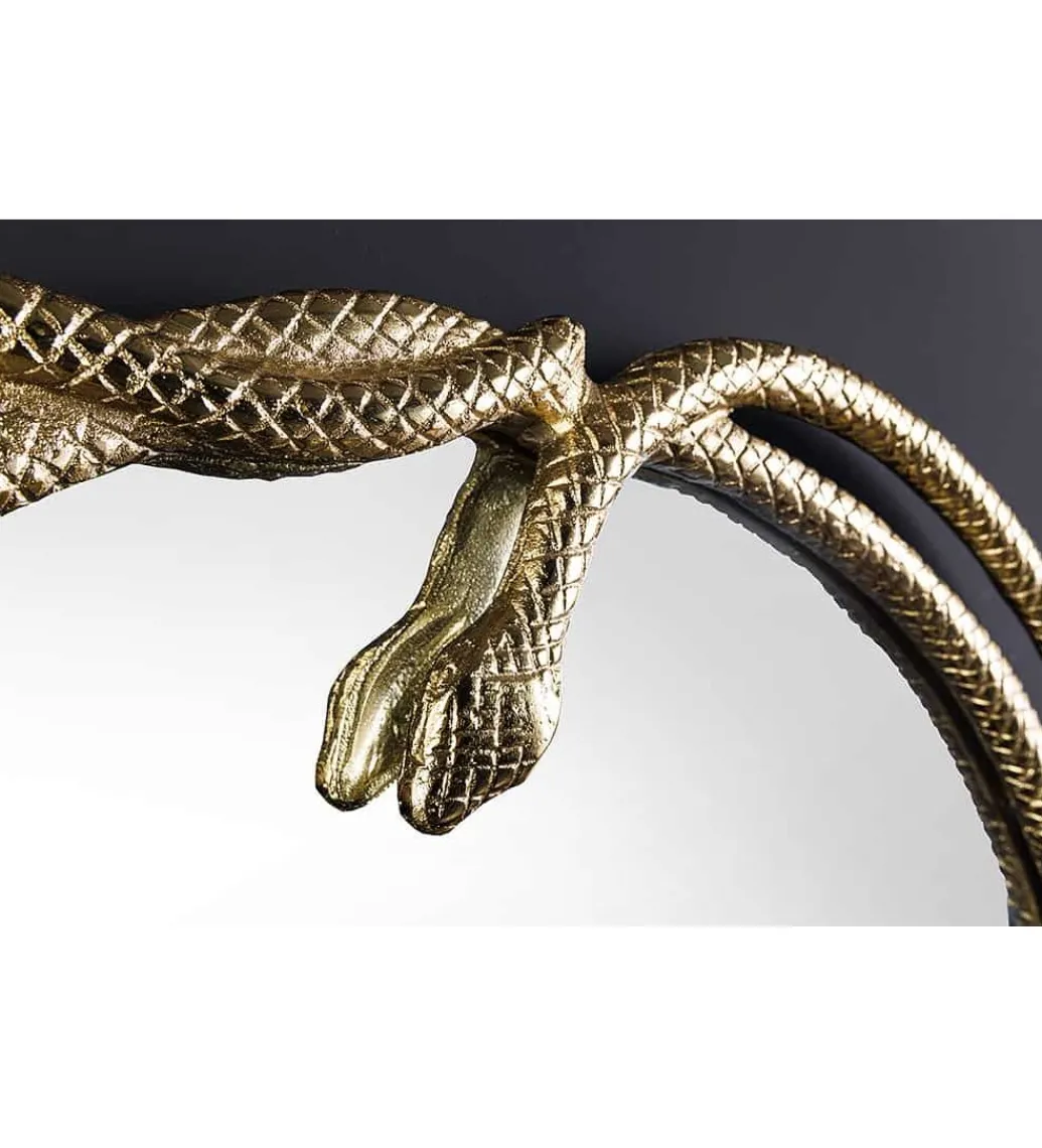 Lustro wiszące SNAKE XL 85 cm złote z elementem dekoracyjnym w kształcie węża*Invicta Interior Best