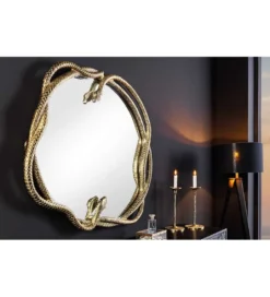 Lustro wiszące SNAKE XL 85 cm złote z elementem dekoracyjnym w kształcie węża*Invicta Interior Best