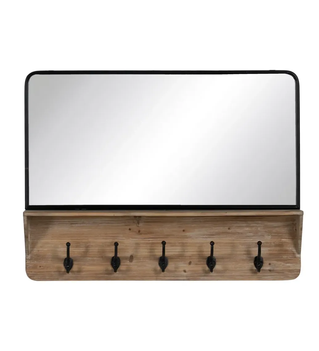 Lustro wiszące z wieszakiem IRATINA 90 cm naturalne czarne*Zona-Design Discount
