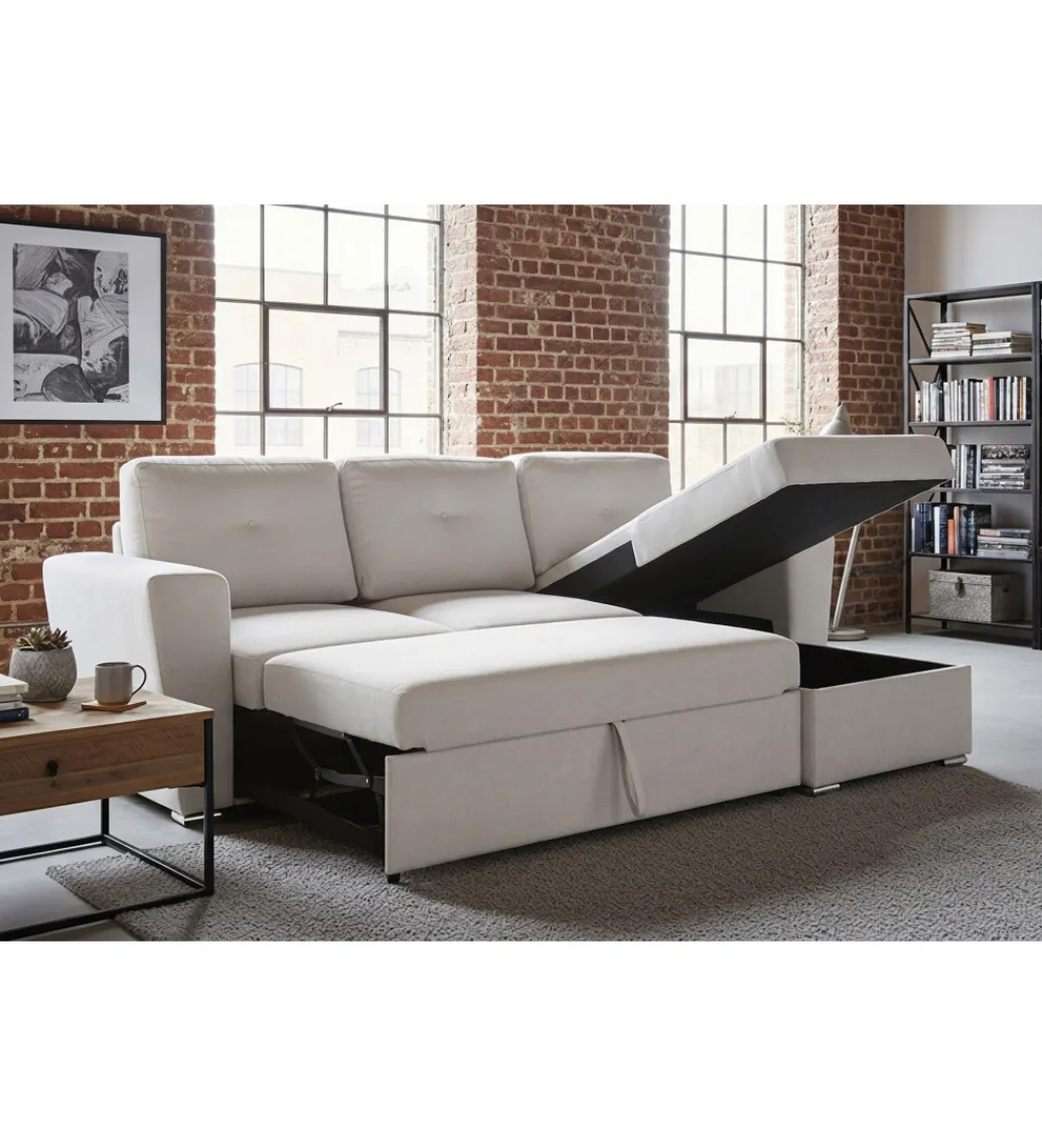 Narożnik APARTMENT 245 cm z funkcją spania beżowy*Invicta Interior Hot