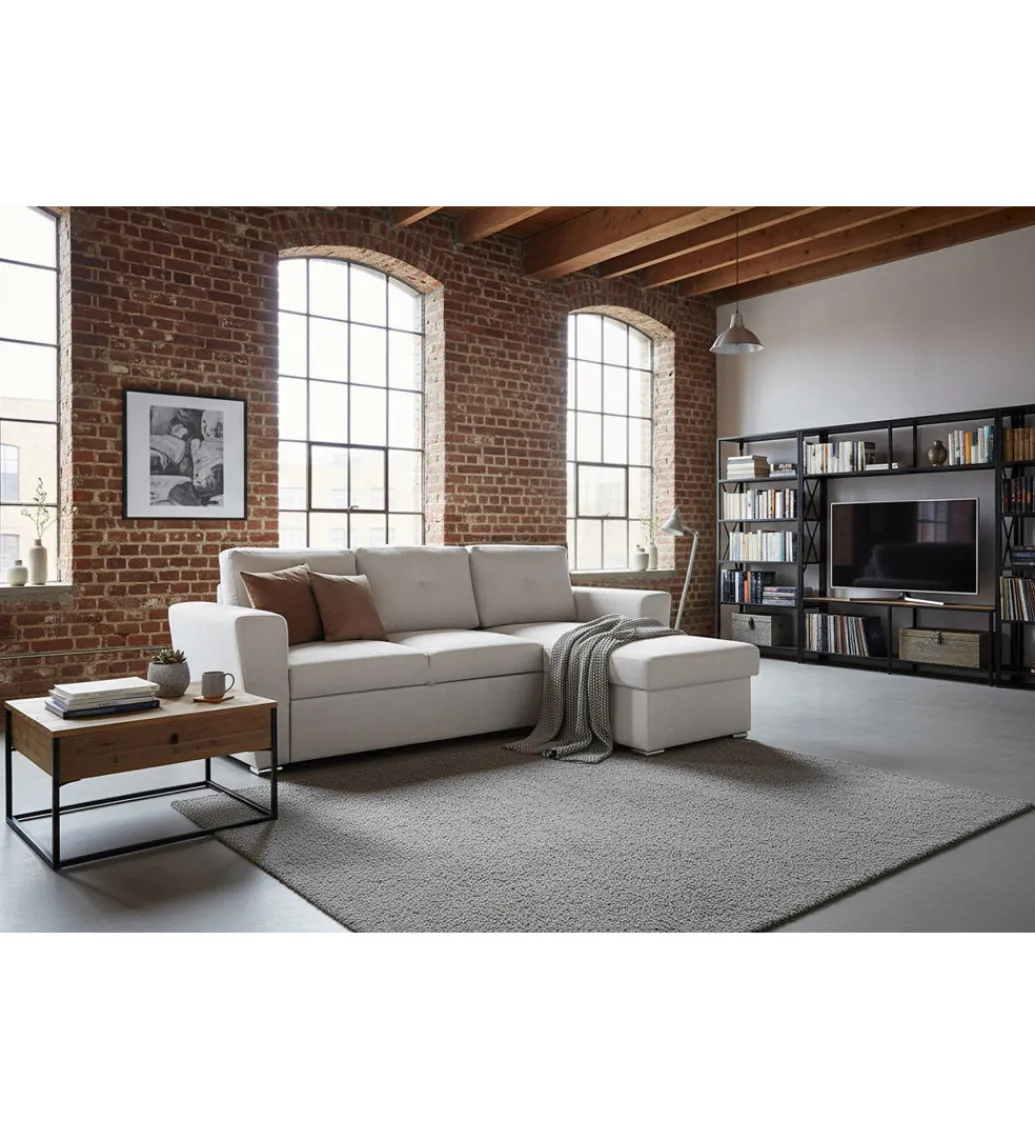 Narożnik APARTMENT 245 cm z funkcją spania beżowy*Invicta Interior Hot