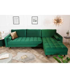 Narożnik CANIS velvet  260 cm ciemnozielony*Invicta Interior Clearance