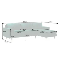 Narożnik CANIS velvet  260 cm ciemnozielony*Invicta Interior Clearance