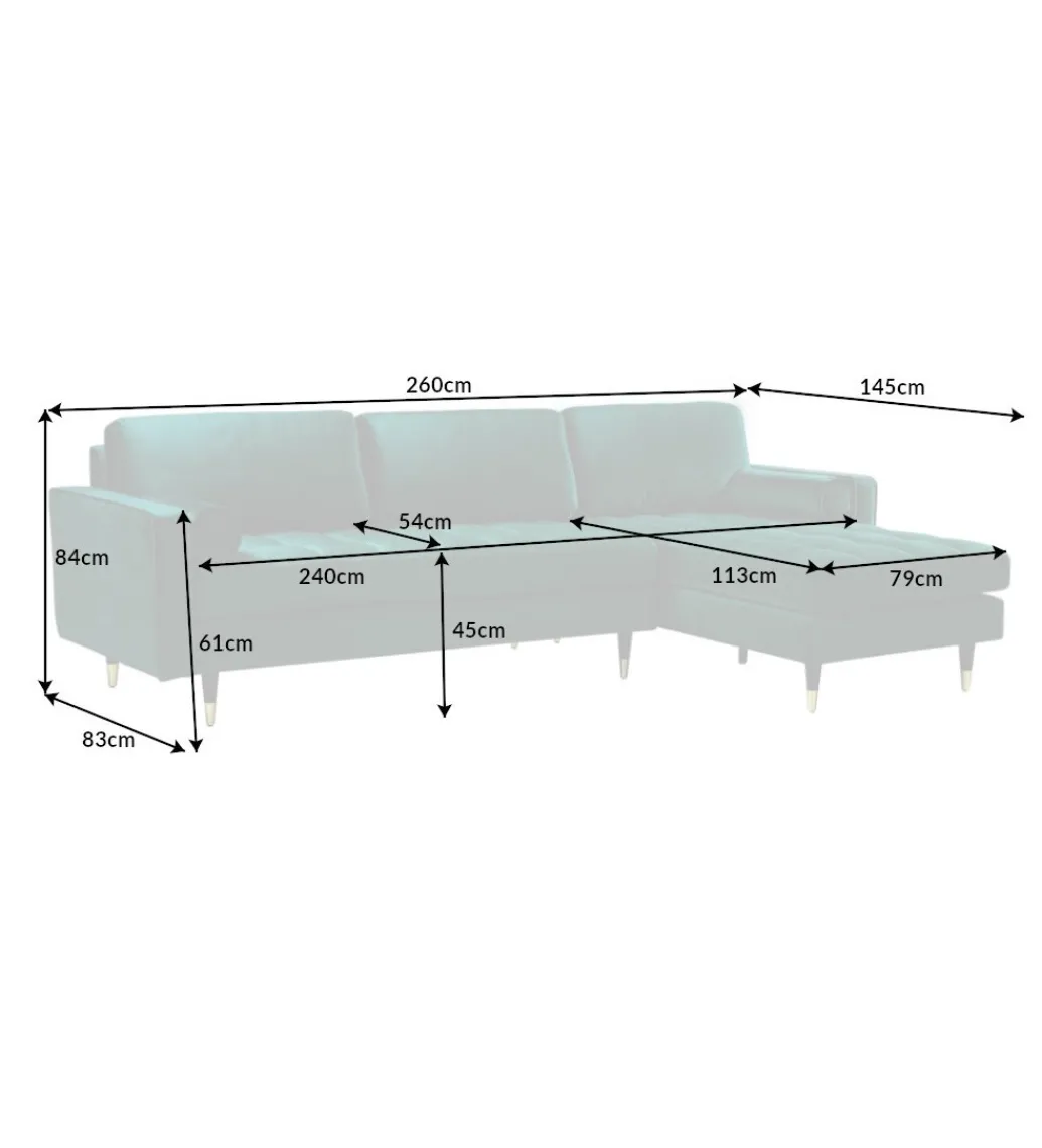 Narożnik CANIS velvet 260 cm ciemnozielony*Invicta Interior Clearance