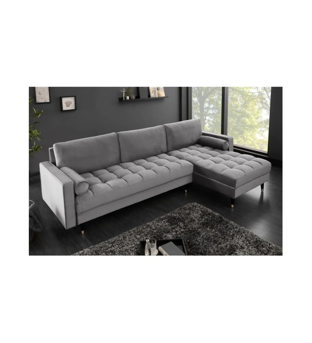 Narożnik CANIS velvet II 260 Cm szary*Invicta Interior Hot