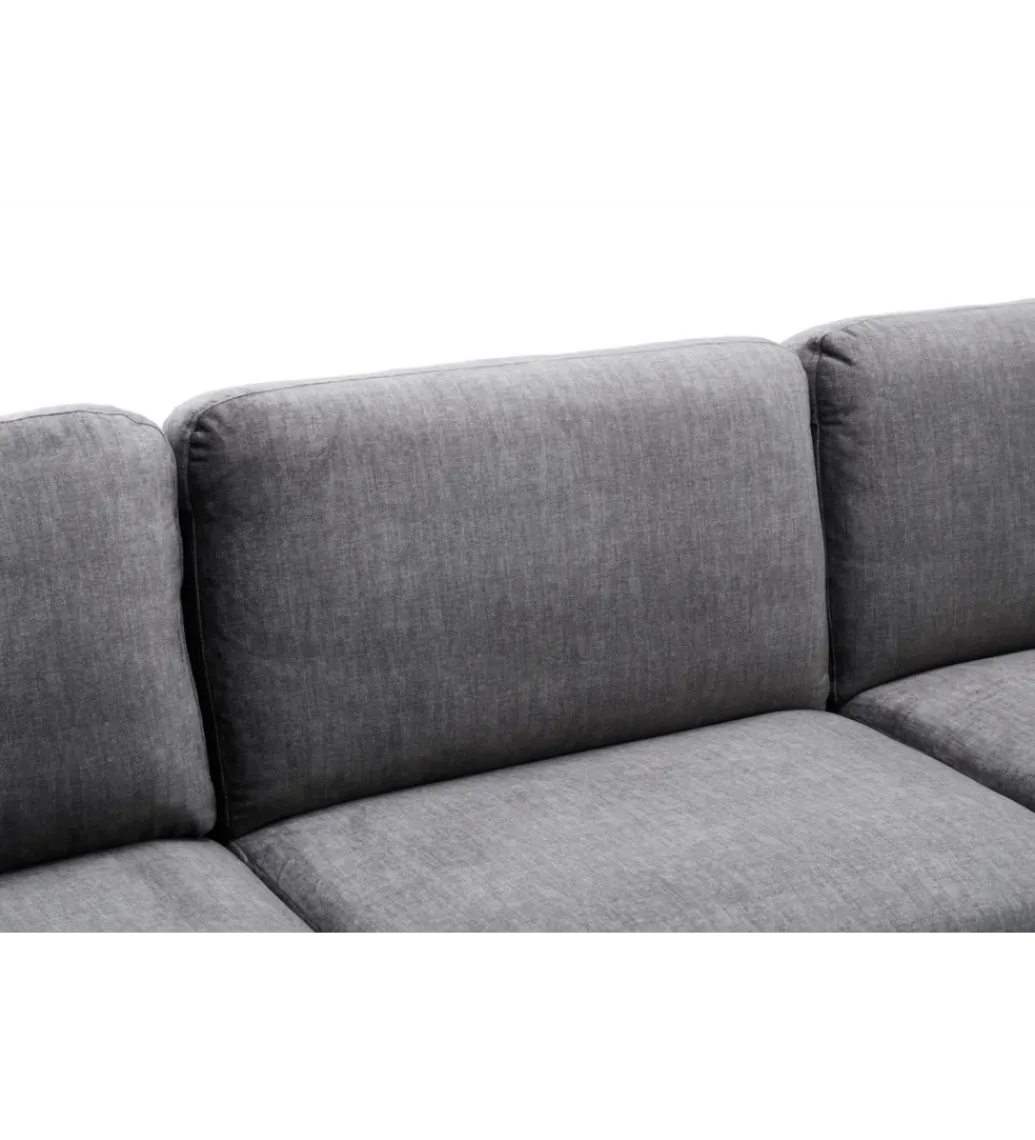 Narożnik prawostronny MANHATTAN 295 cm z pufem aksamit ciemnoszary*Invicta Interior New