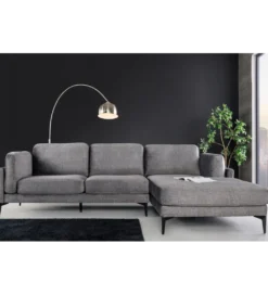 Narożnik prawostronny MANHATTAN 295 cm z pufem aksamit ciemnoszary*Invicta Interior New