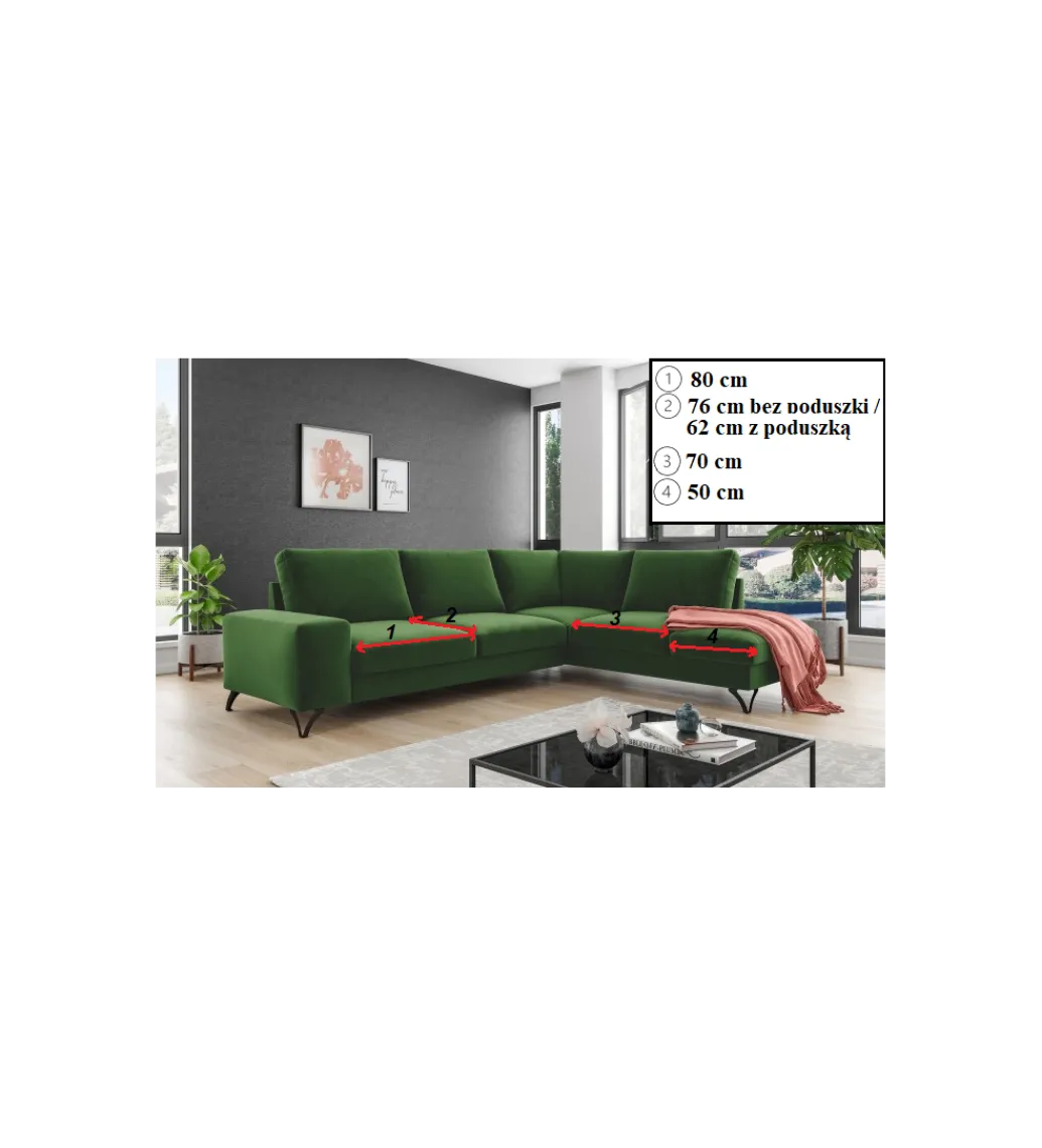 Narożnik rozkładany MAKO Flavio L 286 cm z funkcją spania*Comforteo