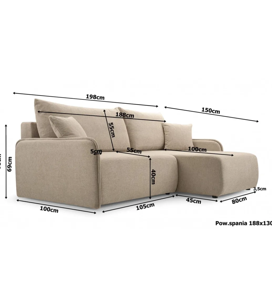 Narożnik rozkładany MIRELLA 198 cm w różnych kolorach do wyboru*Kmeble Clearance