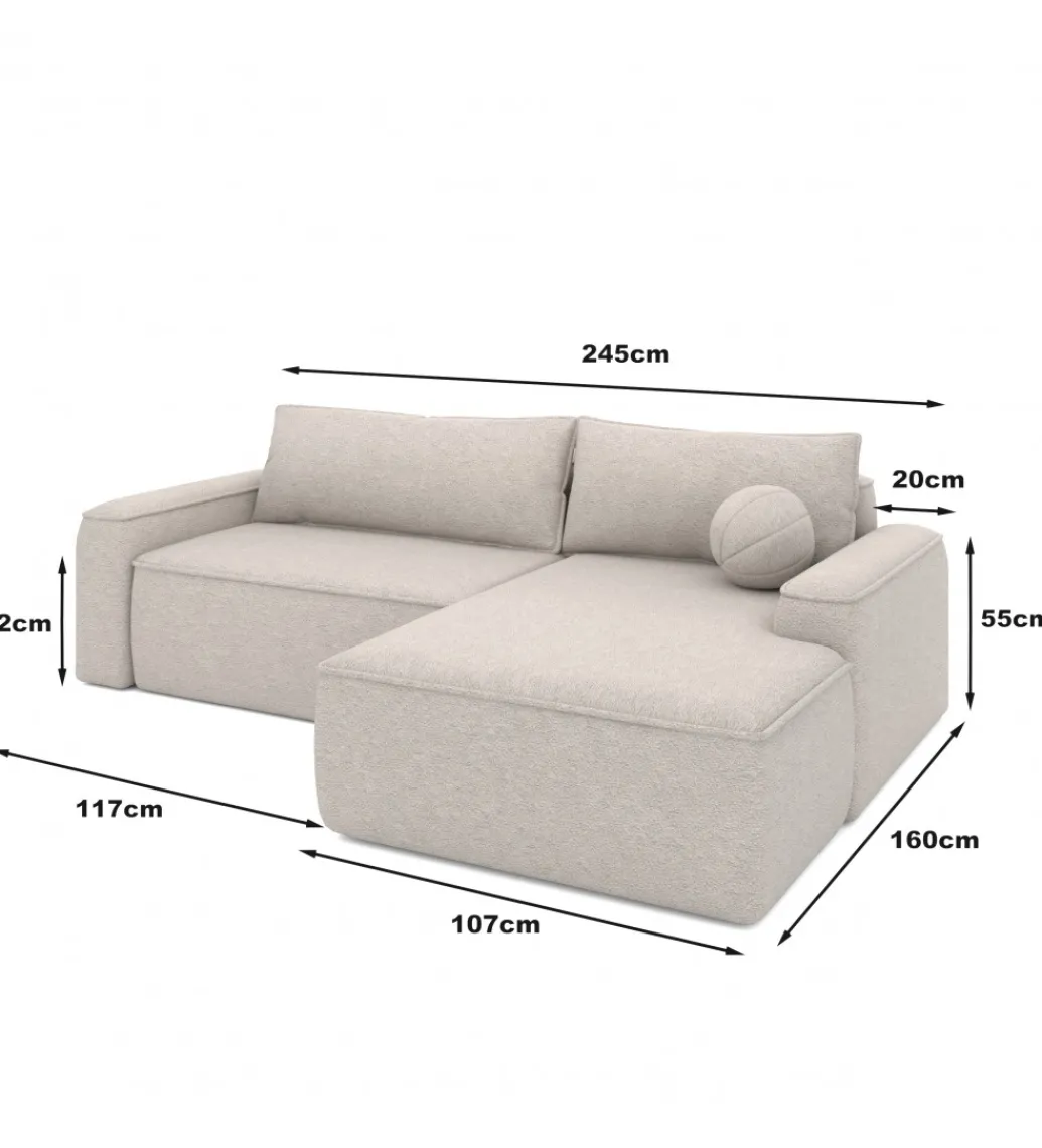 Narożnik rozkładany OWEMBRO 245 cm z funkcją spania*GZDDesign