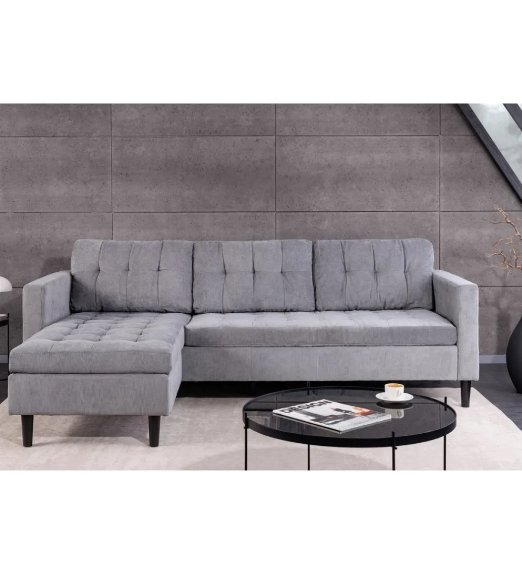 Narożnik STOCKHOLM 220 cm cord szary*Invicta Interior