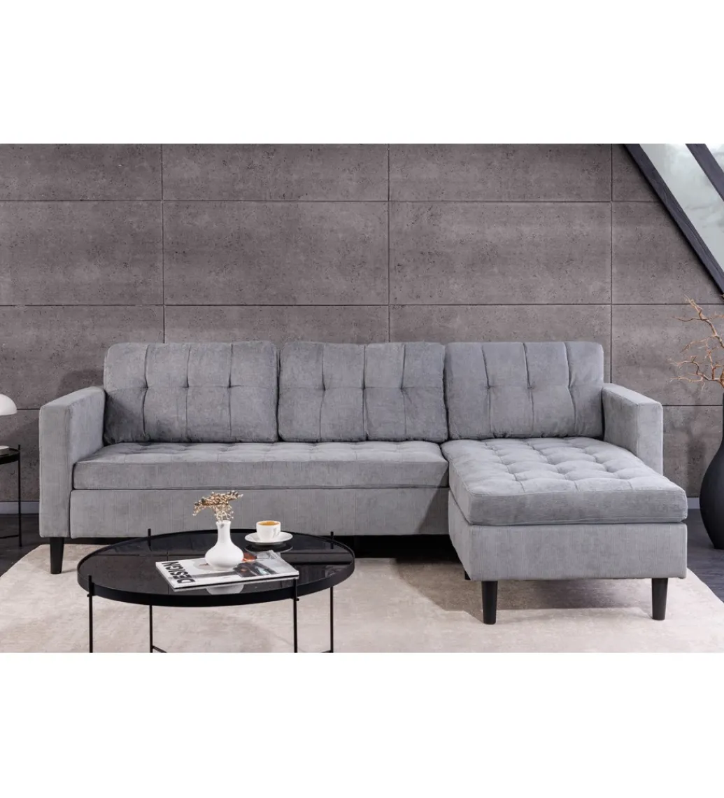Narożnik STOCKHOLM 220 cm cord szary*Invicta Interior