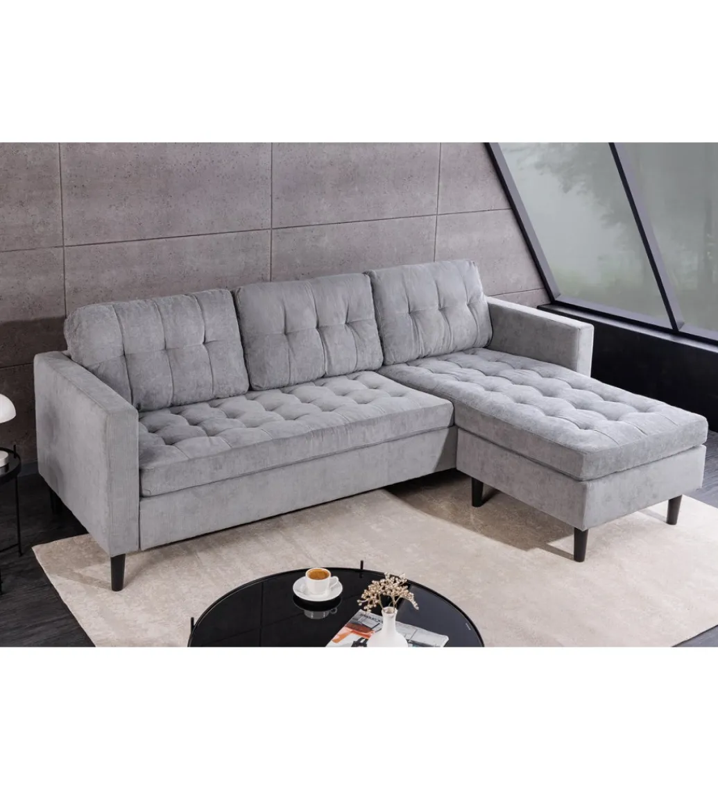 Narożnik STOCKHOLM 220 cm cord szary*Invicta Interior