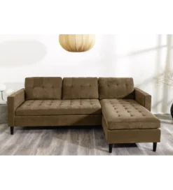 Narożnik STOCKHOLM 220 cm 3-osobowy sztruks jasnobrązowy*Invicta Interior Best