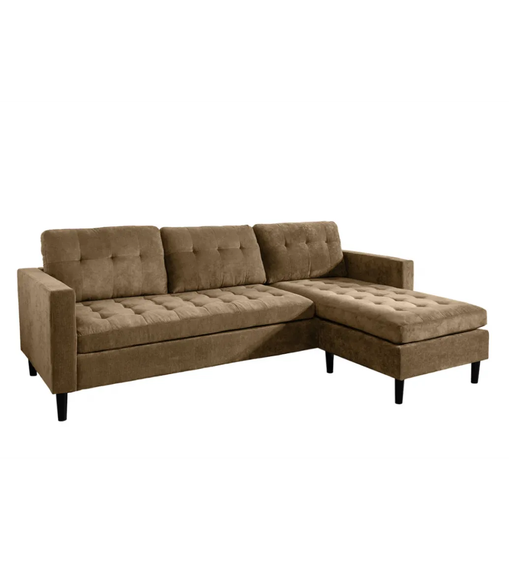 Narożnik STOCKHOLM 220 cm 3-osobowy sztruks jasnobrązowy*Invicta Interior Best