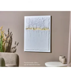 Obraz abstrakcyjny OLEO 90 x 120 cm biało złoty*Imeri New
