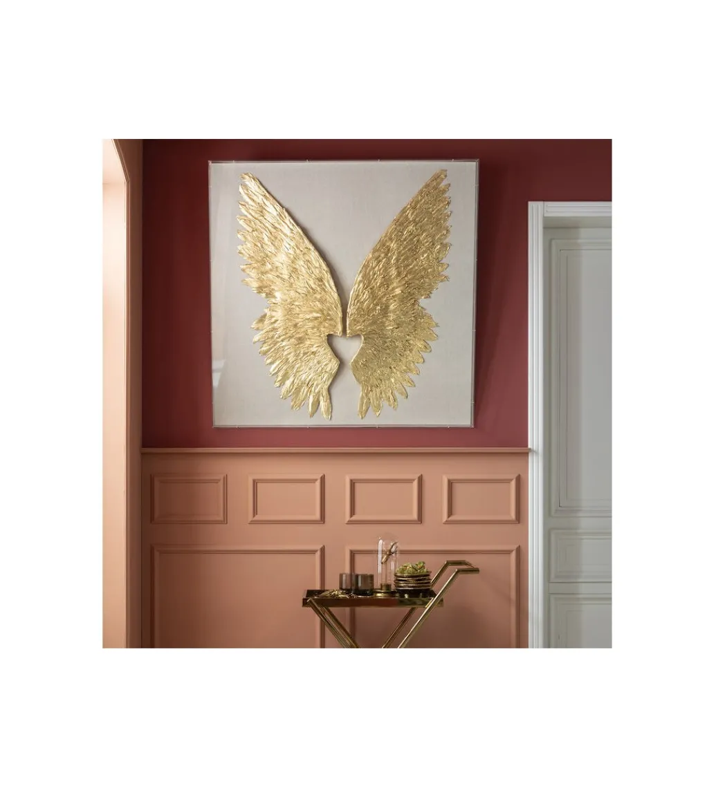 Obraz GOLD WINGS 120 x 120 cm biało złoty*KDesign New
