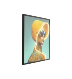 Obraz SUN HAT WOMAN LED 80 x 80 cm żółty*KDesign Outlet