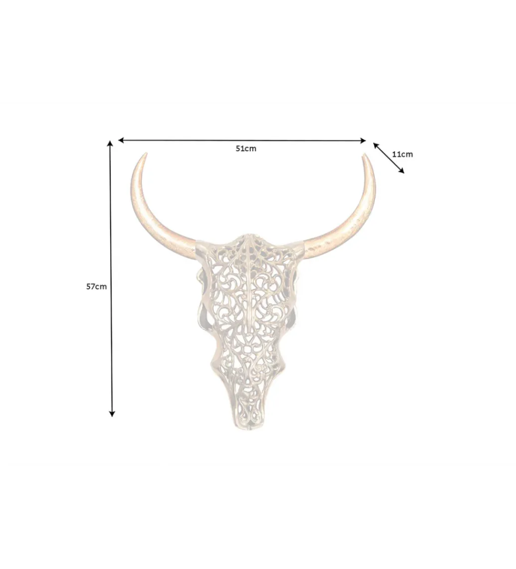 Ozdoba ścienna EXOTIC BULL 57 cm drewno mango złoto*Invicta Interior Online