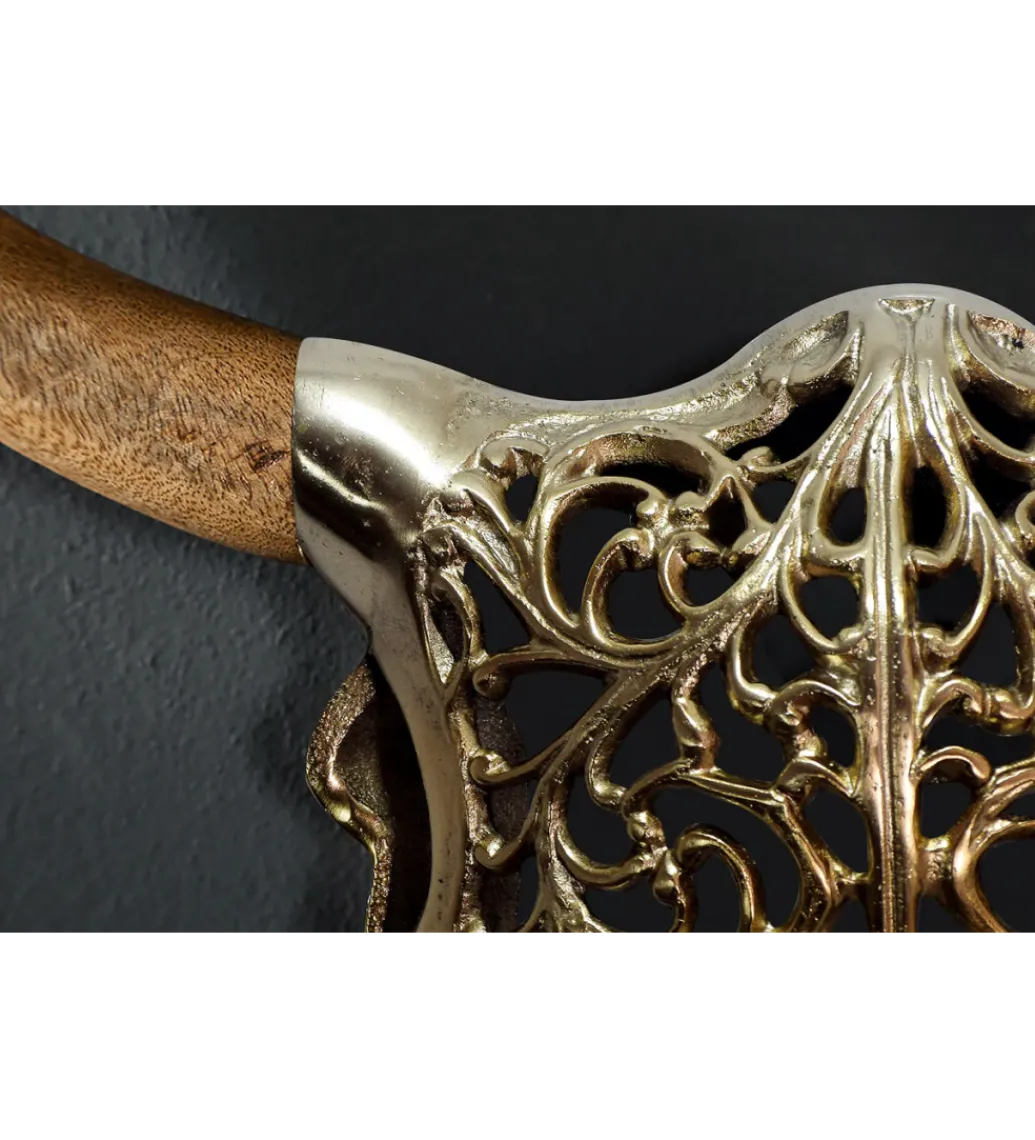 Ozdoba ścienna EXOTIC BULL 57 cm drewno mango złoto*Invicta Interior Online