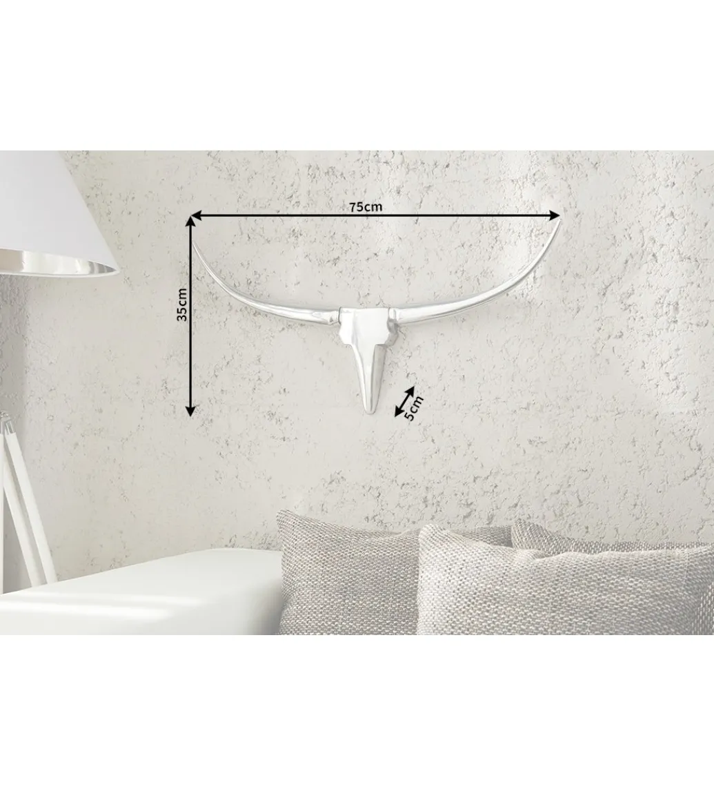 Ozdoba ścienna rogi Bull 75 cm srebrne*Invicta Interior Clearance