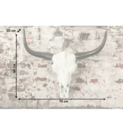 Ozdobna czaszka El Toro 70 cm biały czarny*Invicta Interior Discount