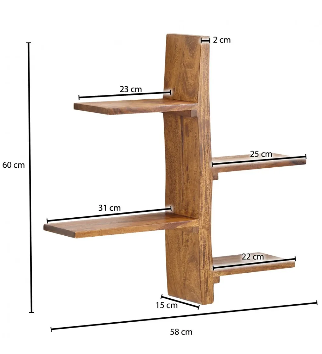 Półka ścienna FLER 58 cm drewno sheesham*WOHNLING, GERMANY Sale
