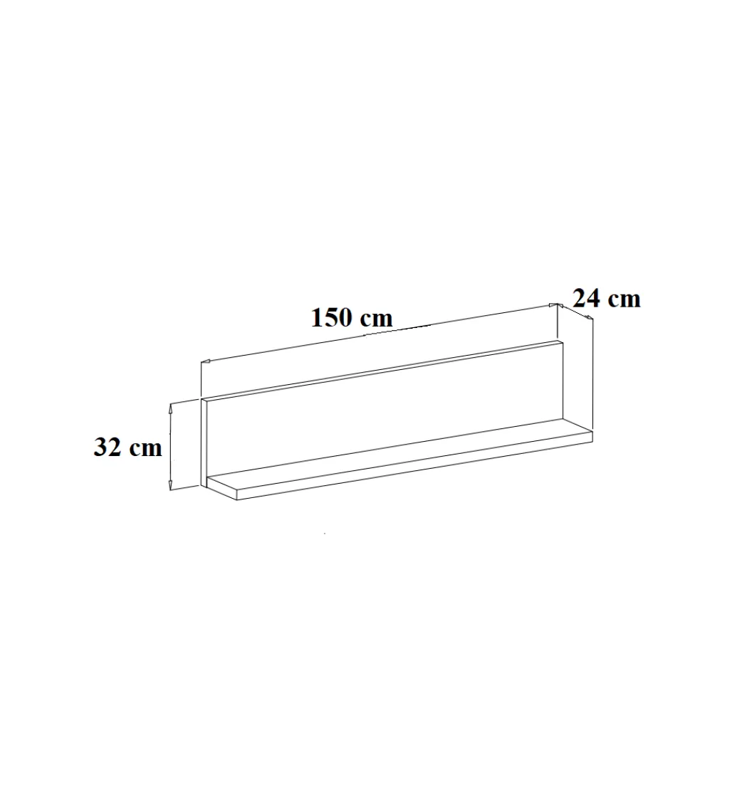 Półka wisząca BOTA 150 cm w optyce betonu*Helvetia New