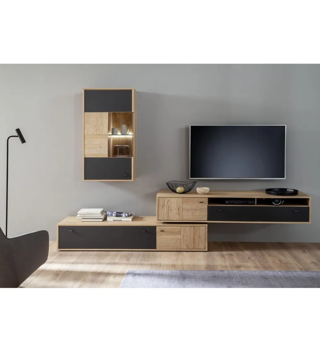 Półka wisząca VALENCIA 94 cm antracytowo naturalna*MCA Sale