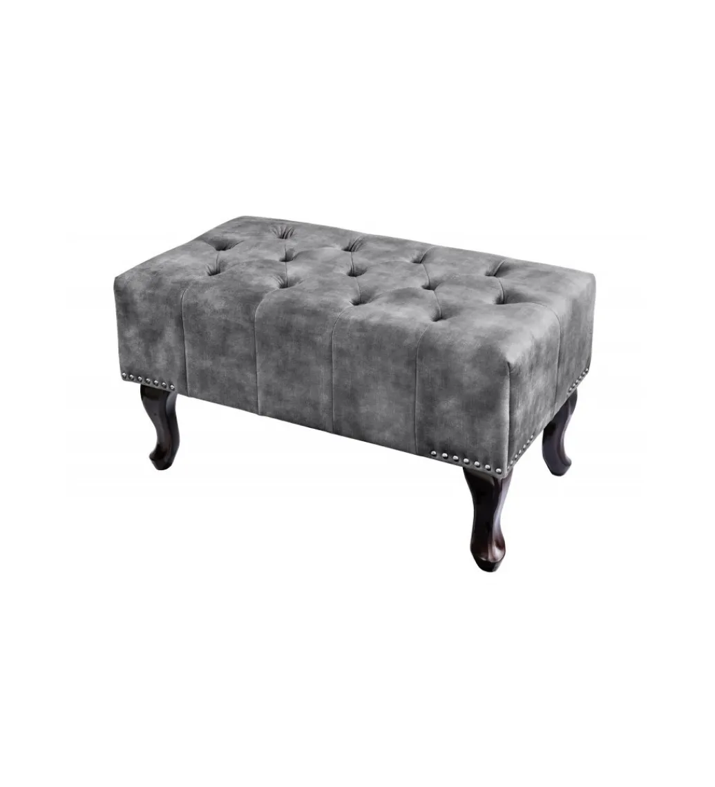 Podnóżek BRIGIDA Chesterfield 80 cm szary*Invicta Interior Best