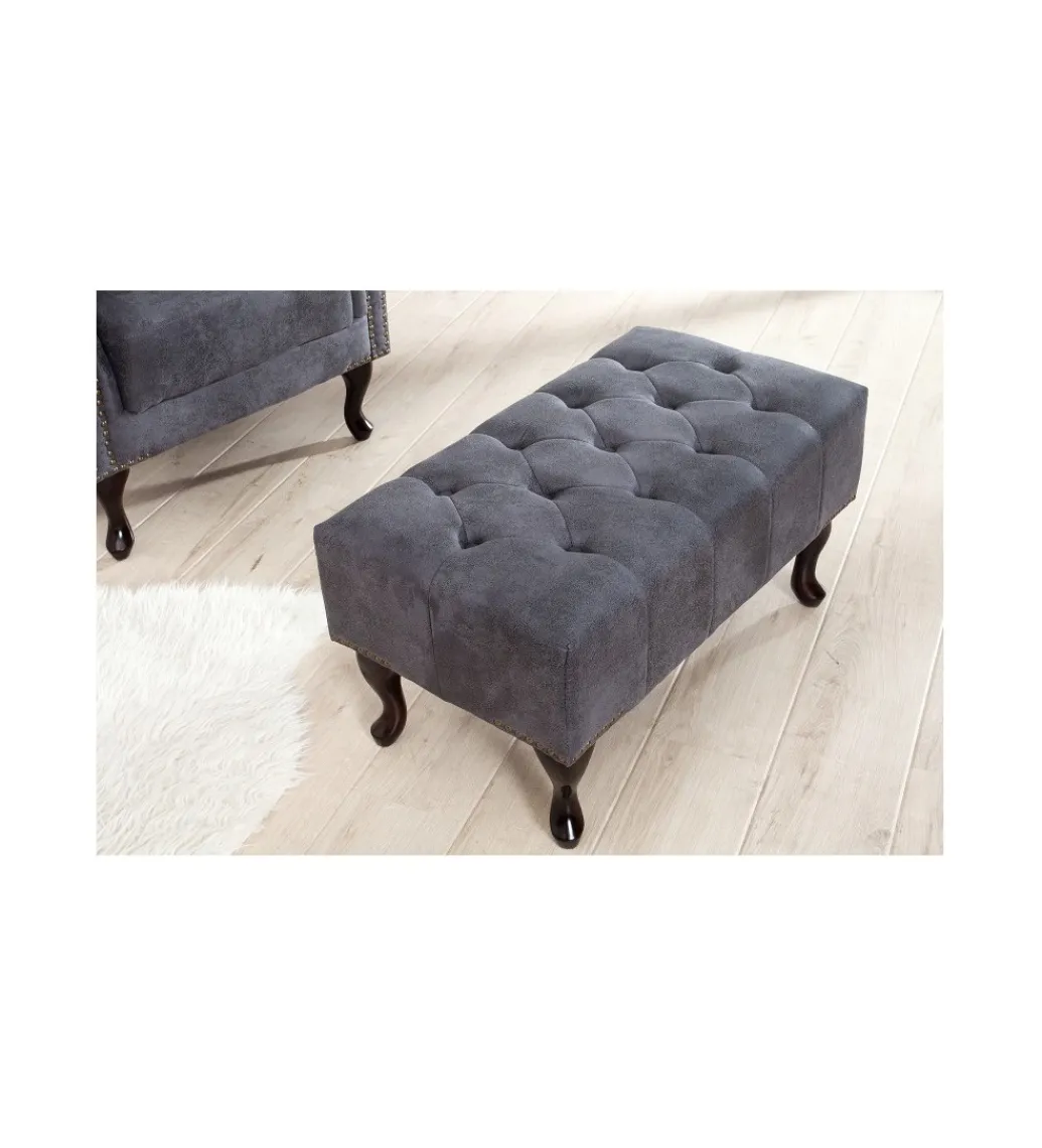 Podnóżek Chesterfield antyczny szary*Invicta Interior Hot