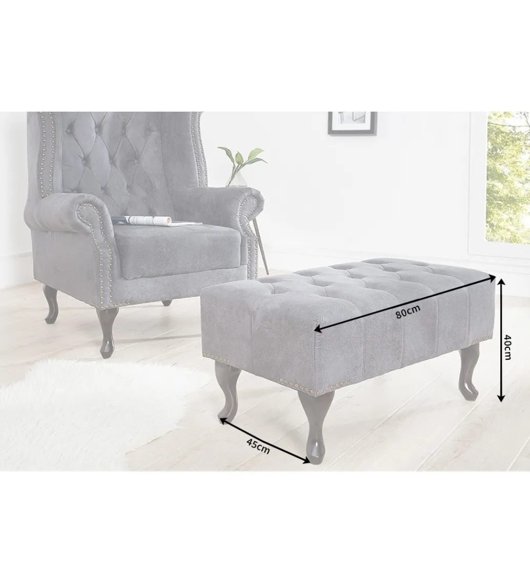 Podnóżek Chesterfield antyczny szary*Invicta Interior Hot