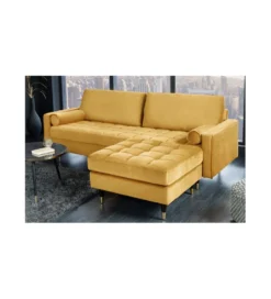 Pufa CANIS Velvet 80 cm musztardowo - źółta*Invicta Interior