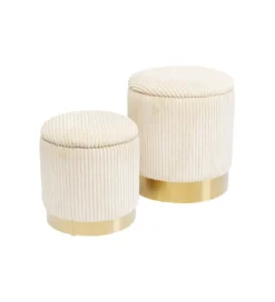 Pufa  Cherry Storage sztruks set 2 kremowa*KARE