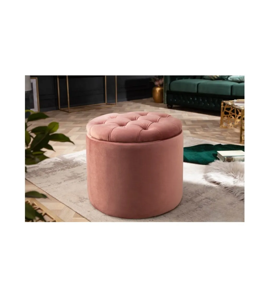 Pufa FABIO II 50 Cm aksamit pudrowy róż*Invicta Interior Best