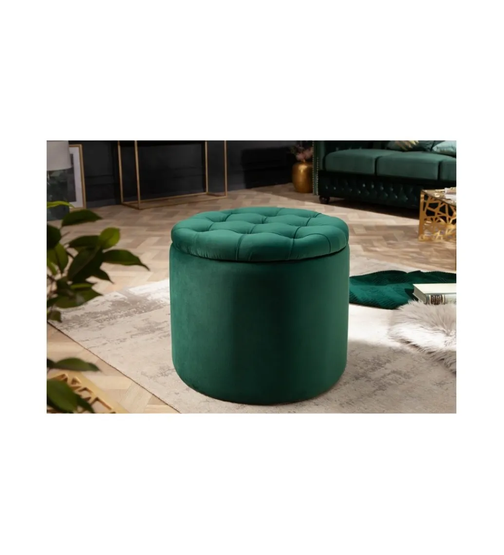 Pufa FABIO II 50 Cm Aksamit szmaragdowa zieleń*Invicta Interior Discount
