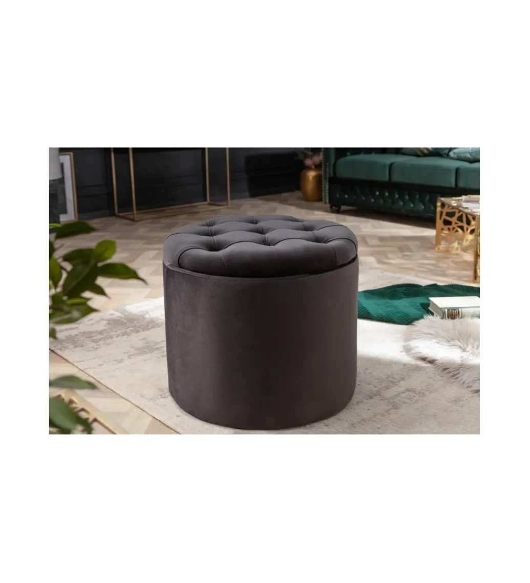 Pufa FABIO II 50 Cm czarna*Invicta Interior Online
