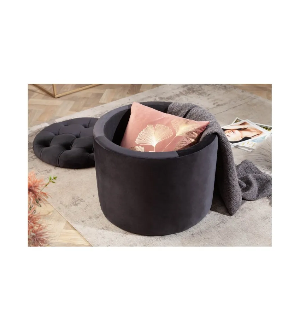 Pufa FABIO II 50 Cm czarna*Invicta Interior Online