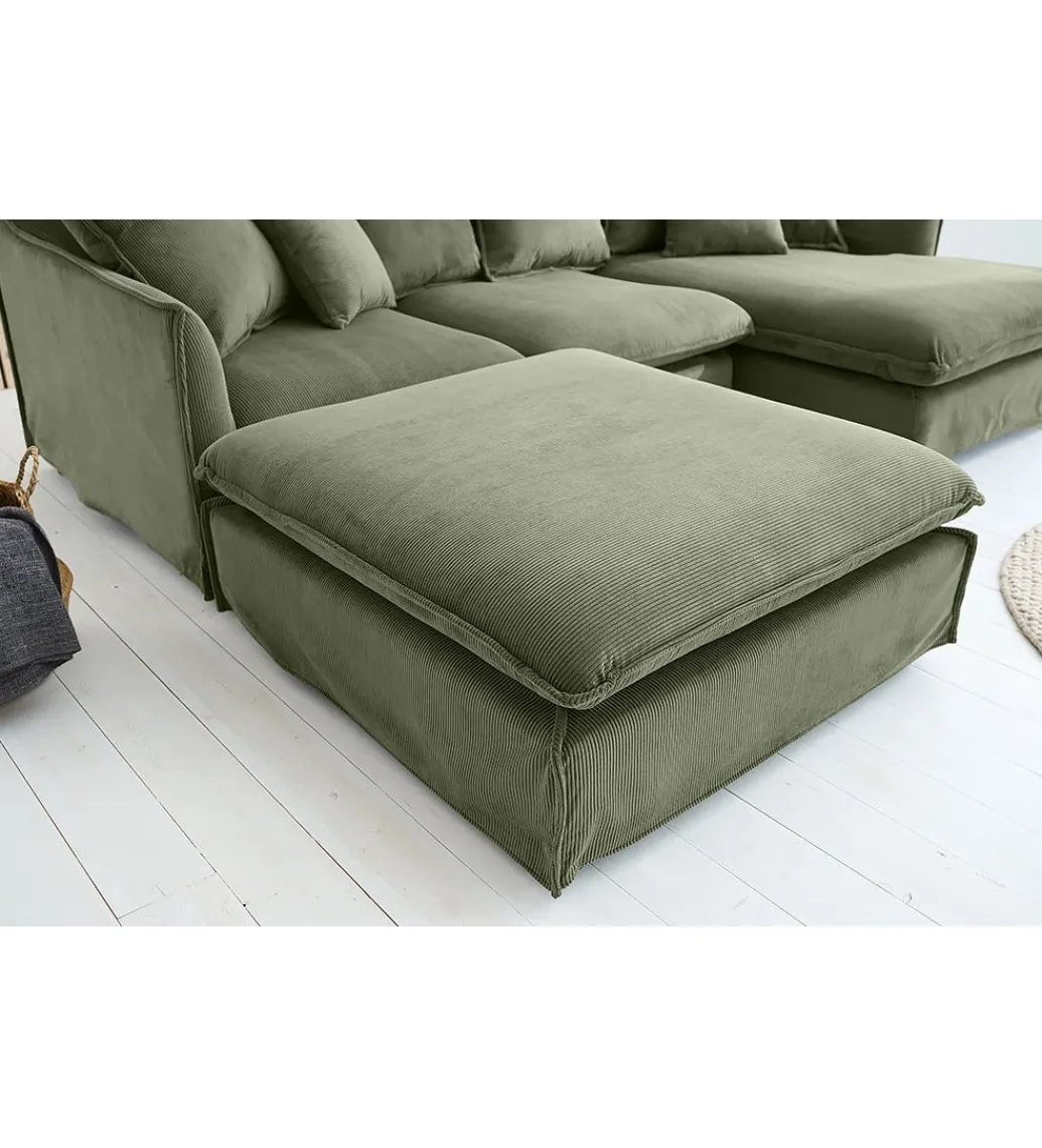 Pufa HEAVEN 100 cm cord zielona*Invicta Interior