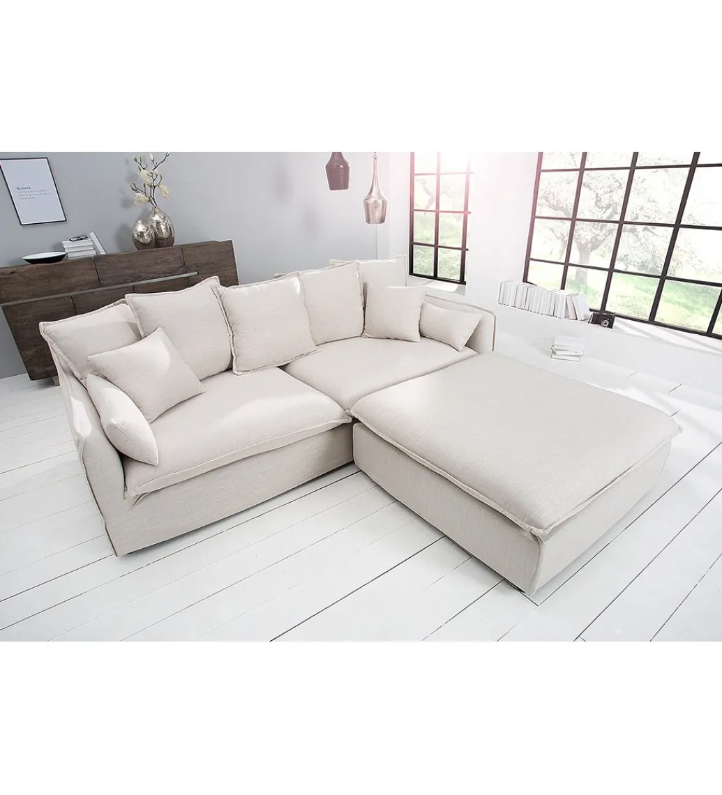 Pufa HEAVENLY Heaven 100 cm naturalny len*Invicta Interior Sale
