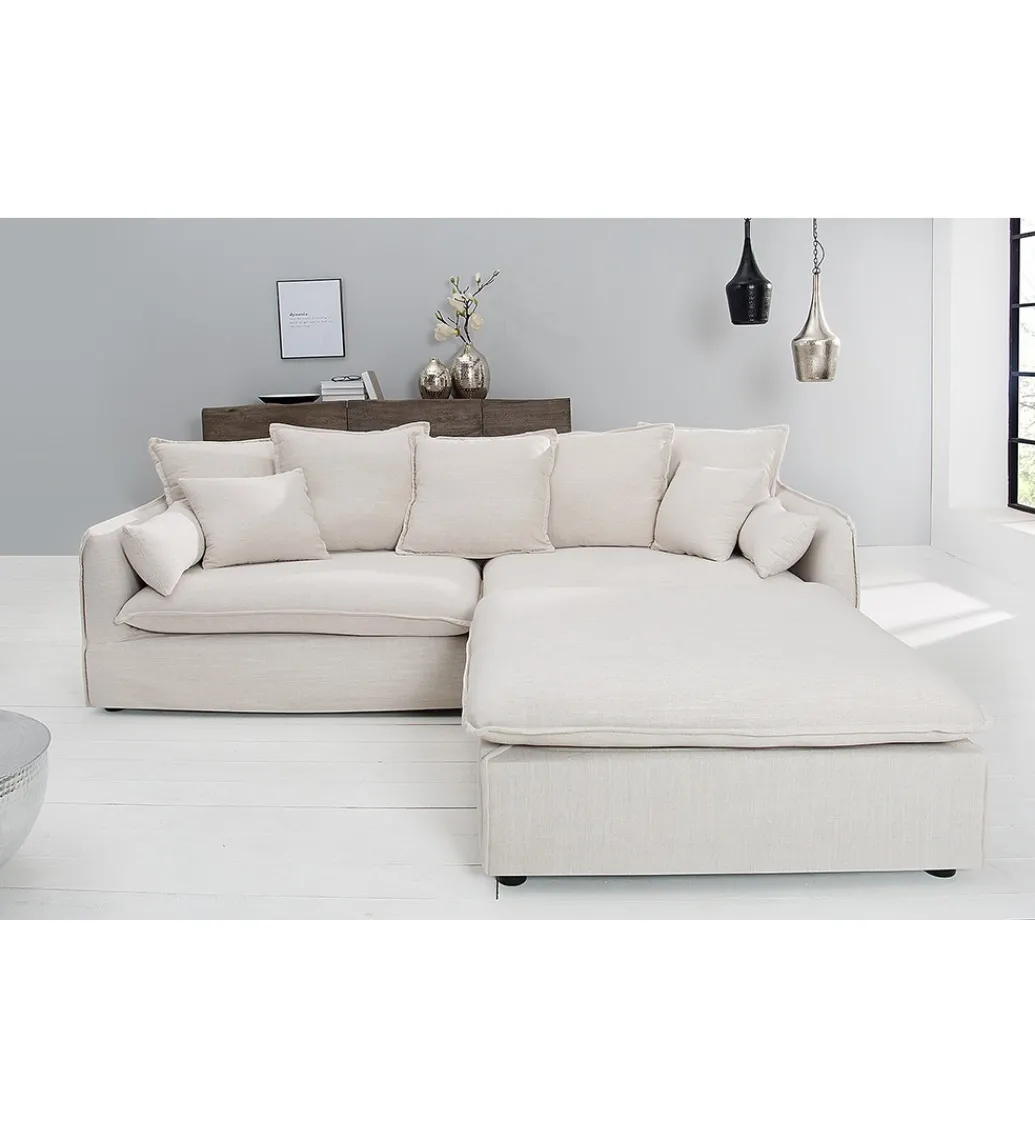 Pufa HEAVENLY Heaven 100 cm naturalny len*Invicta Interior Sale