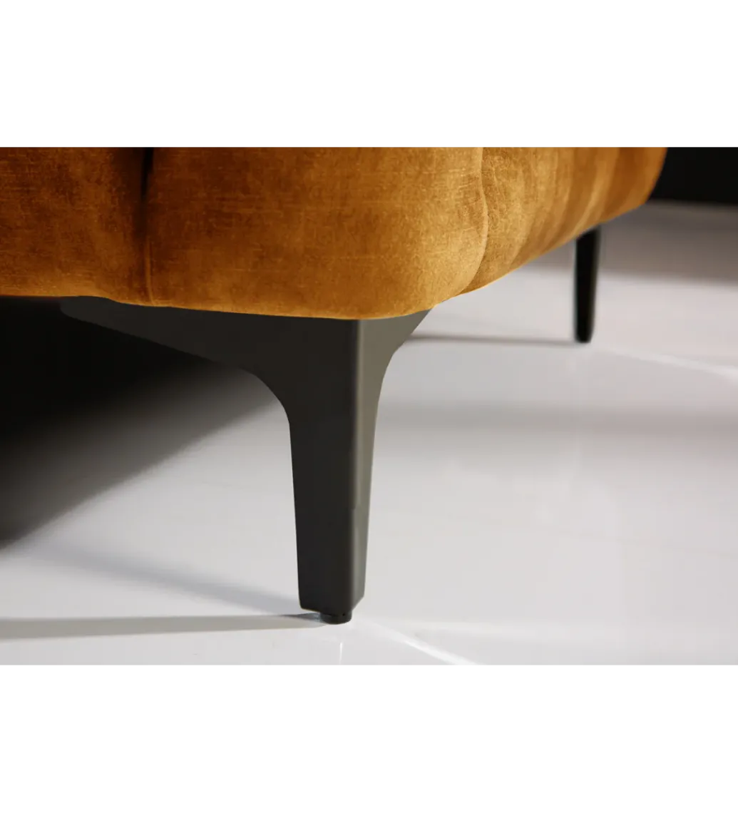Pufa MODERN BAROCK 90 cm aksamitny musztardowo żółty*Invicta Interior Clearance